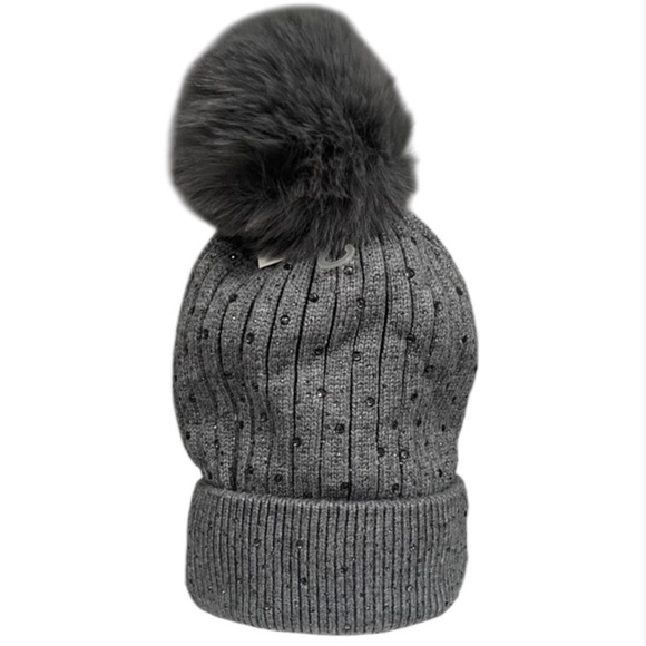 Accessories - 224. Gray Pom-Pom Knit Beanie